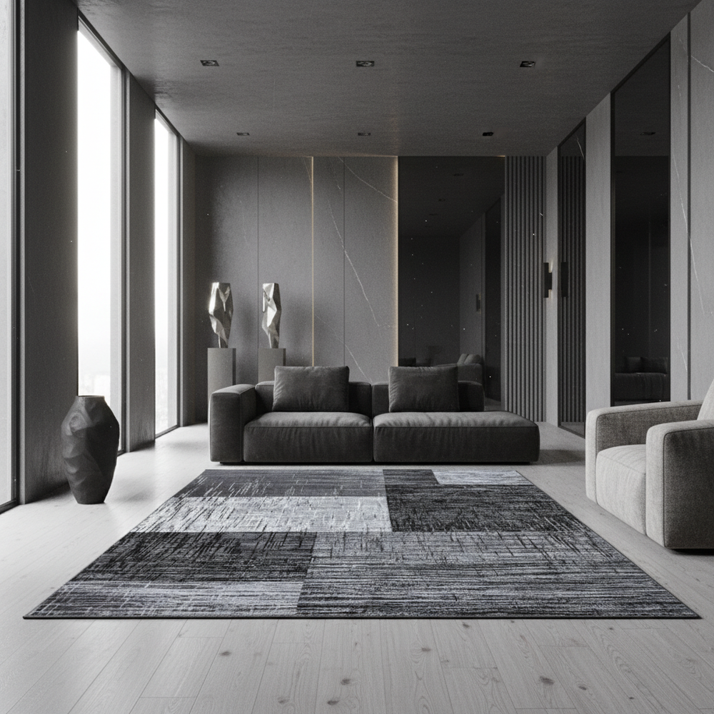 Teppich Kurzflor Karo-Abstrakt Polypropylen Wohnzimmer_Läufer_