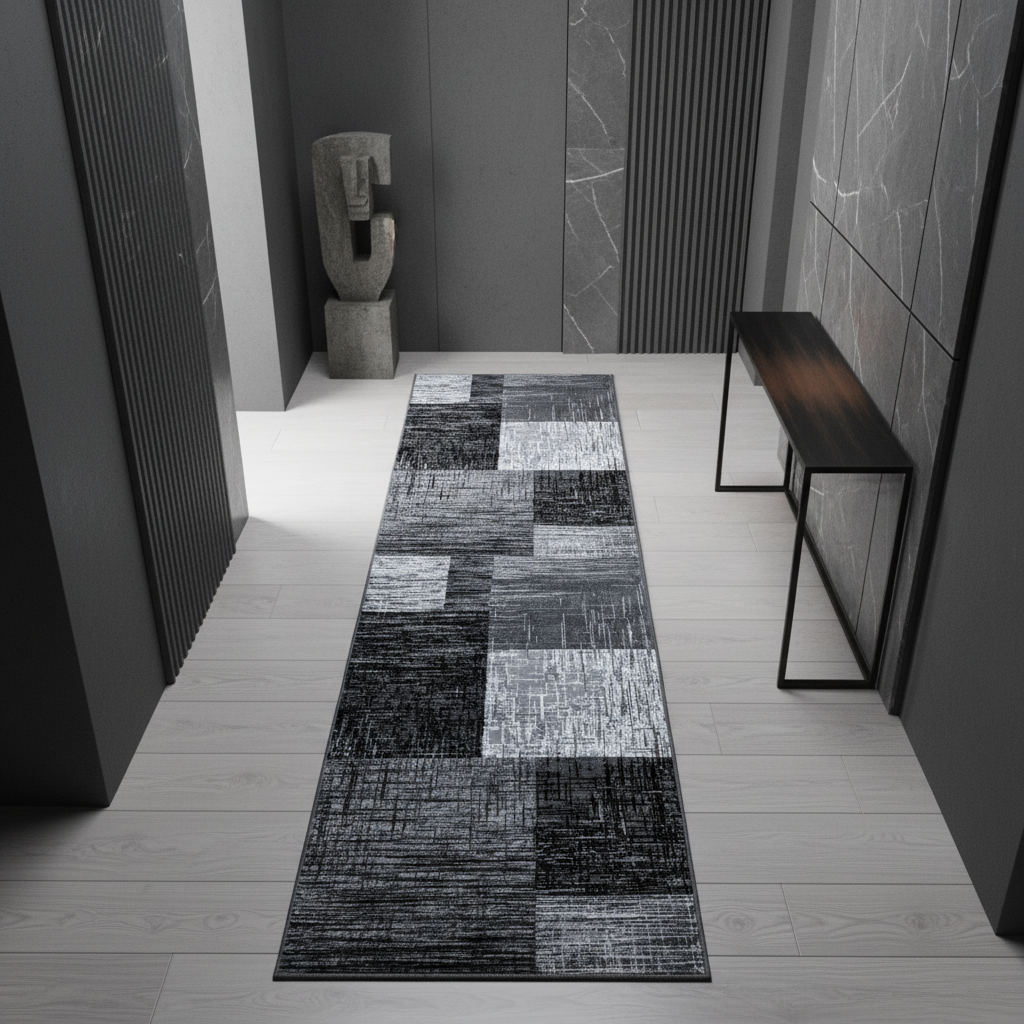 Teppich Kurzflor Karo-Abstrakt Polypropylen Wohnzimmer_Läufer_