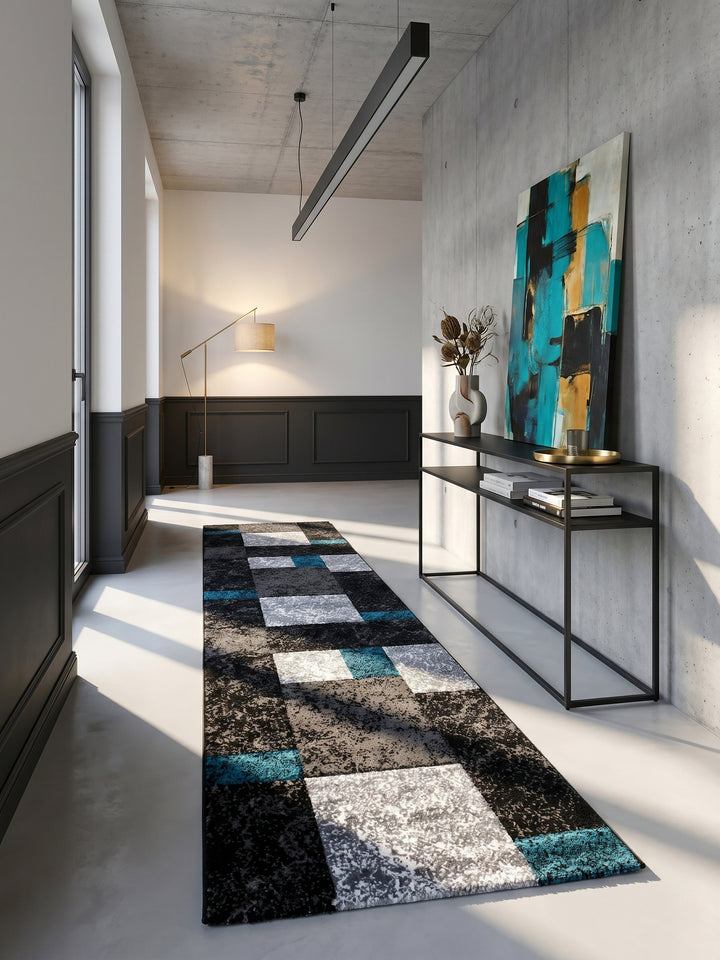 Teppich Türkis Läufer im Wohnzimmer Einrichtungsidee_
