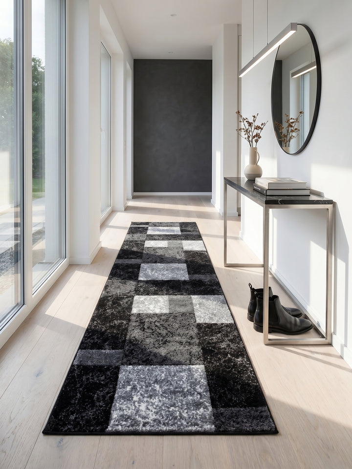Teppich Black Läufer im Wohnzimmer Einrichtungsidee_
