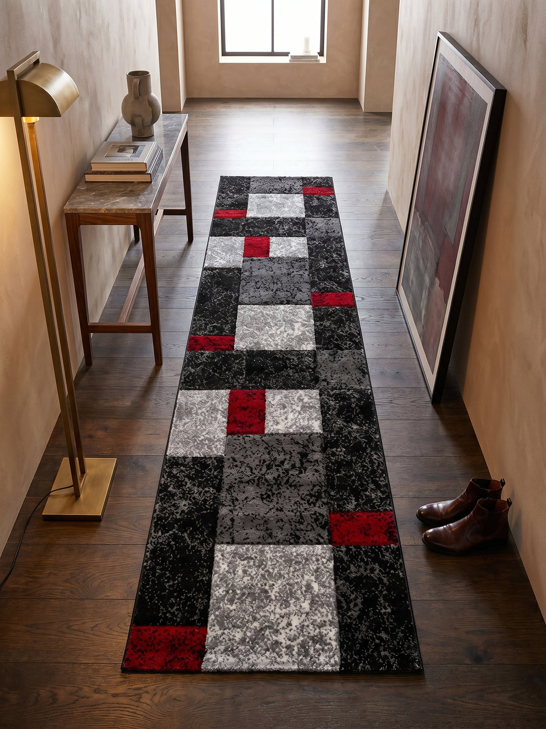 Teppich Red Läufer Muster Draufsicht_