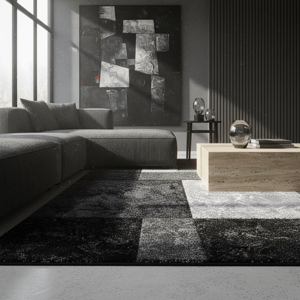 Teppich Kurzflor Karo Design Polypropylen Wohnzimmer_Läufer_