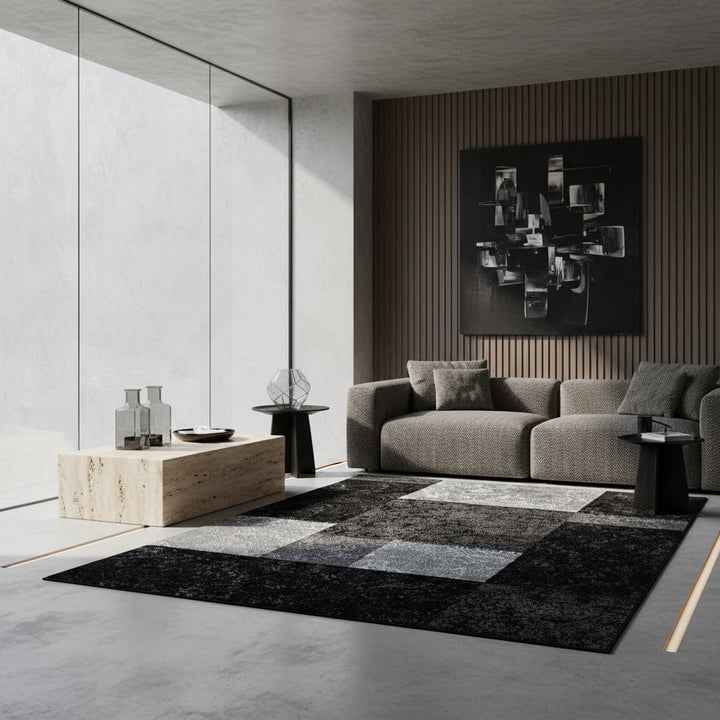 Teppich Kurzflor Karo Design Polypropylen Wohnzimmer_Läufer_