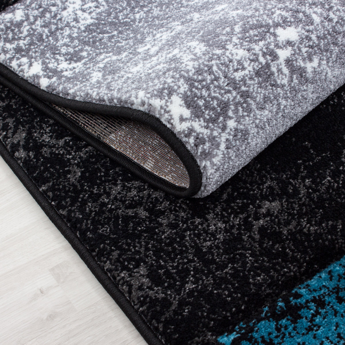 Kurzflor-Teppich Karofelder – Waschbar | Großflächiges Karo-Design | Frisée-Garn für Lebendige Textur – Ansicht 27