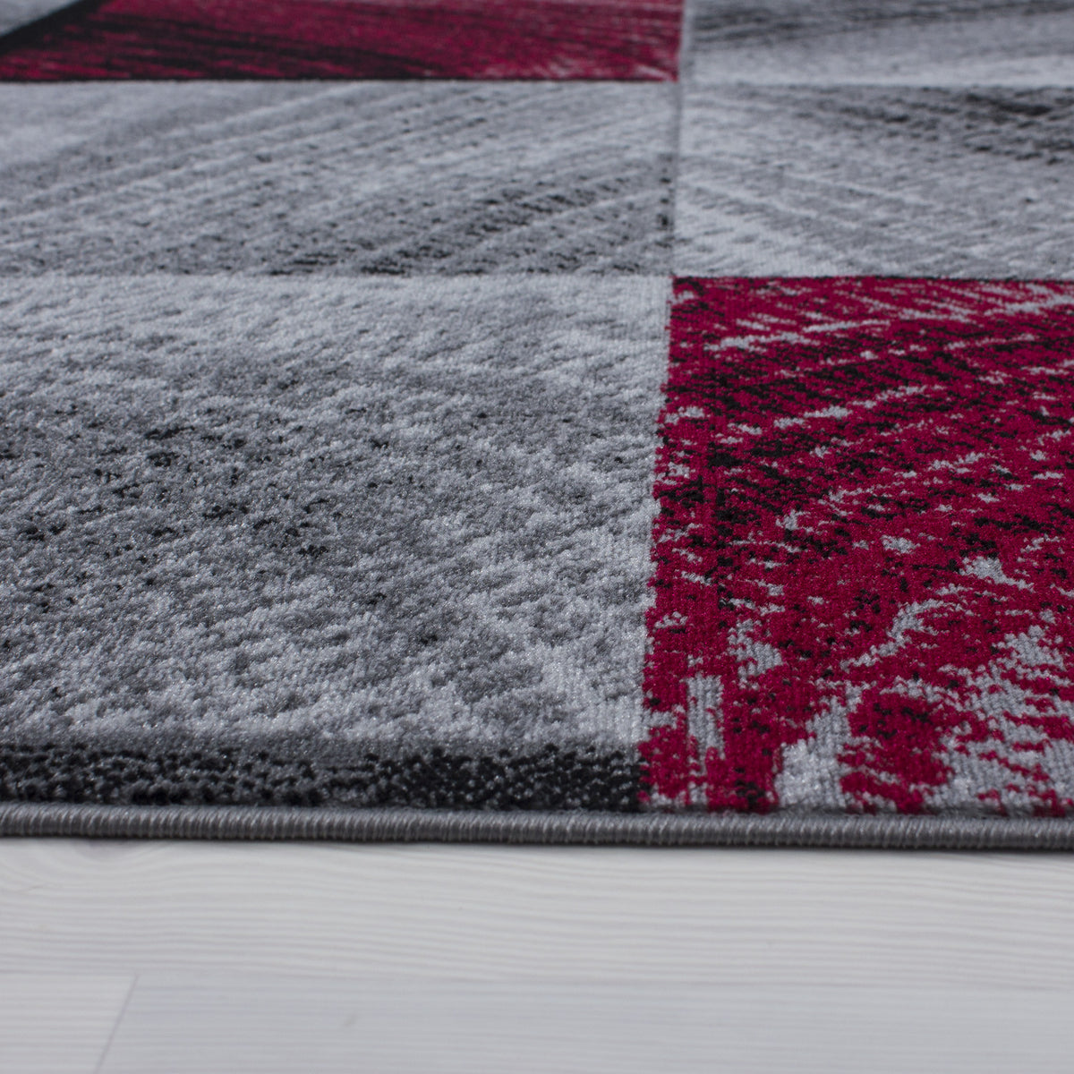 Teppich Kurzflor Karo-Design Polypropylen Wohnzimmer Läufer
