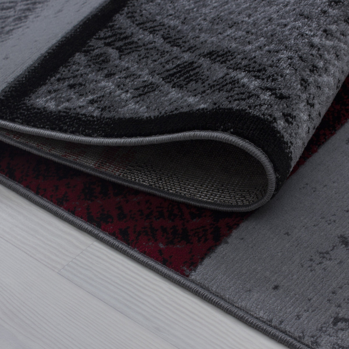 Teppich Kurzflor Karo-Design Polypropylen Wohnzimmer_Rot_Läufer_