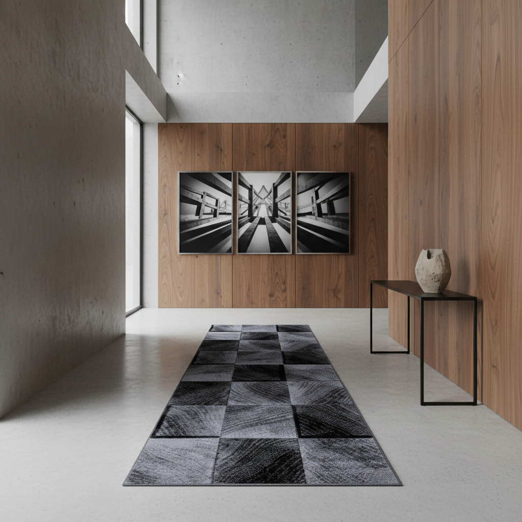 Teppich Kurzflor Karo-Design Polypropylen Wohnzimmer_Läufer_