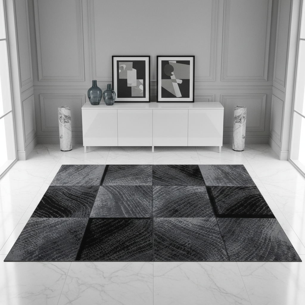 Teppich Kurzflor Karo-Design Polypropylen Wohnzimmer_Läufer_