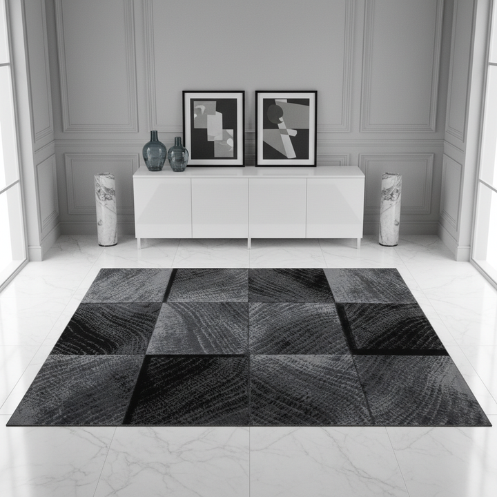 Teppich Kurzflor Karo-Design Polypropylen Wohnzimmer_Läufer_