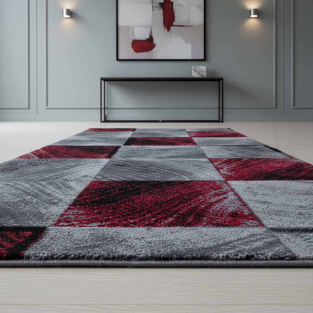 Teppich Kurzflor Karo-Design Polypropylen Wohnzimmer_Läufer_