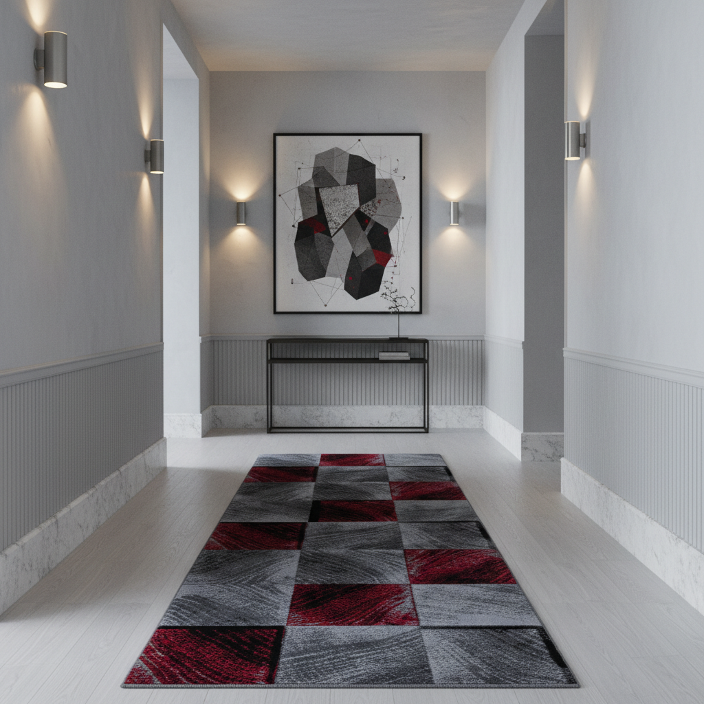 Teppich Kurzflor Karo-Design Polypropylen Wohnzimmer_Läufer_