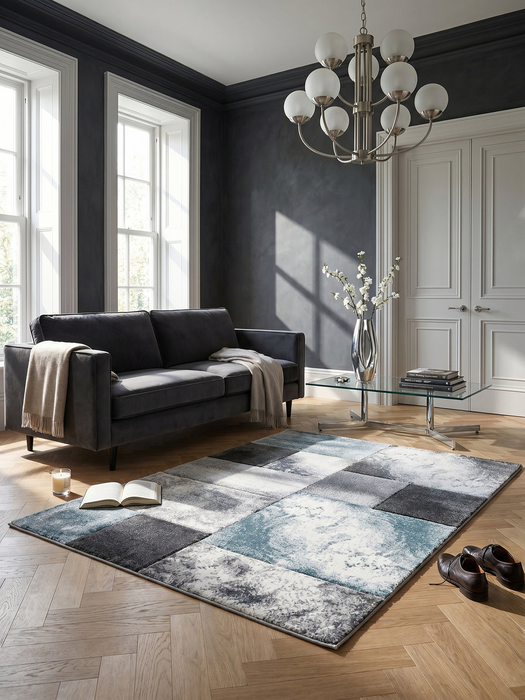 Teppich Blue rechteckig im Wohnzimmer Einrichtungsidee_