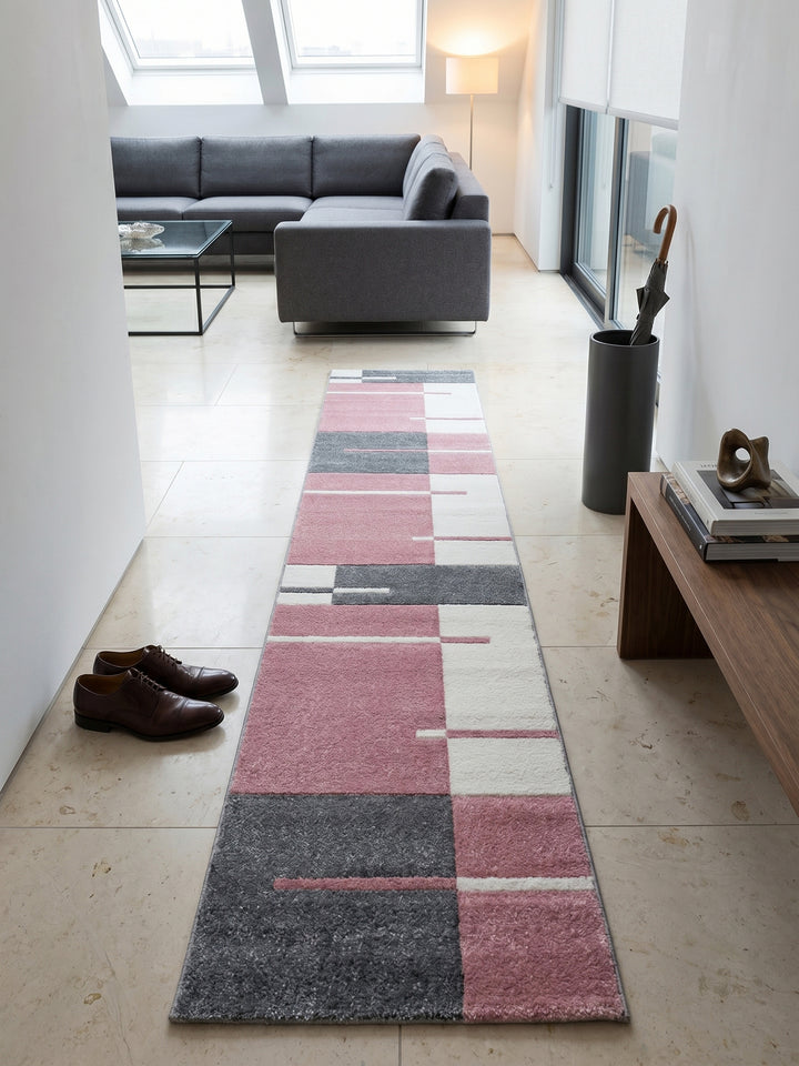 Teppich Pink Läufer Muster Draufsicht_