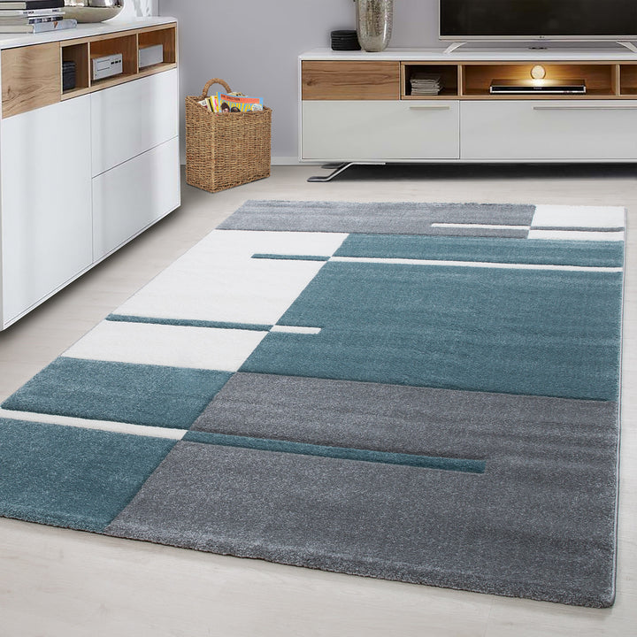 Teppich Kurzflor Karo Muster Polypropylen Wohnzimmer