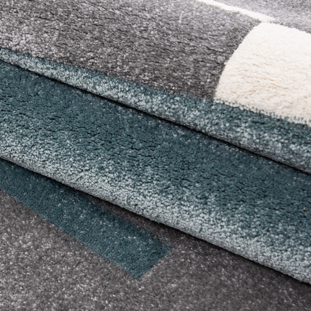 Teppich Kurzflor Karo Muster Polypropylen Wohnzimmer