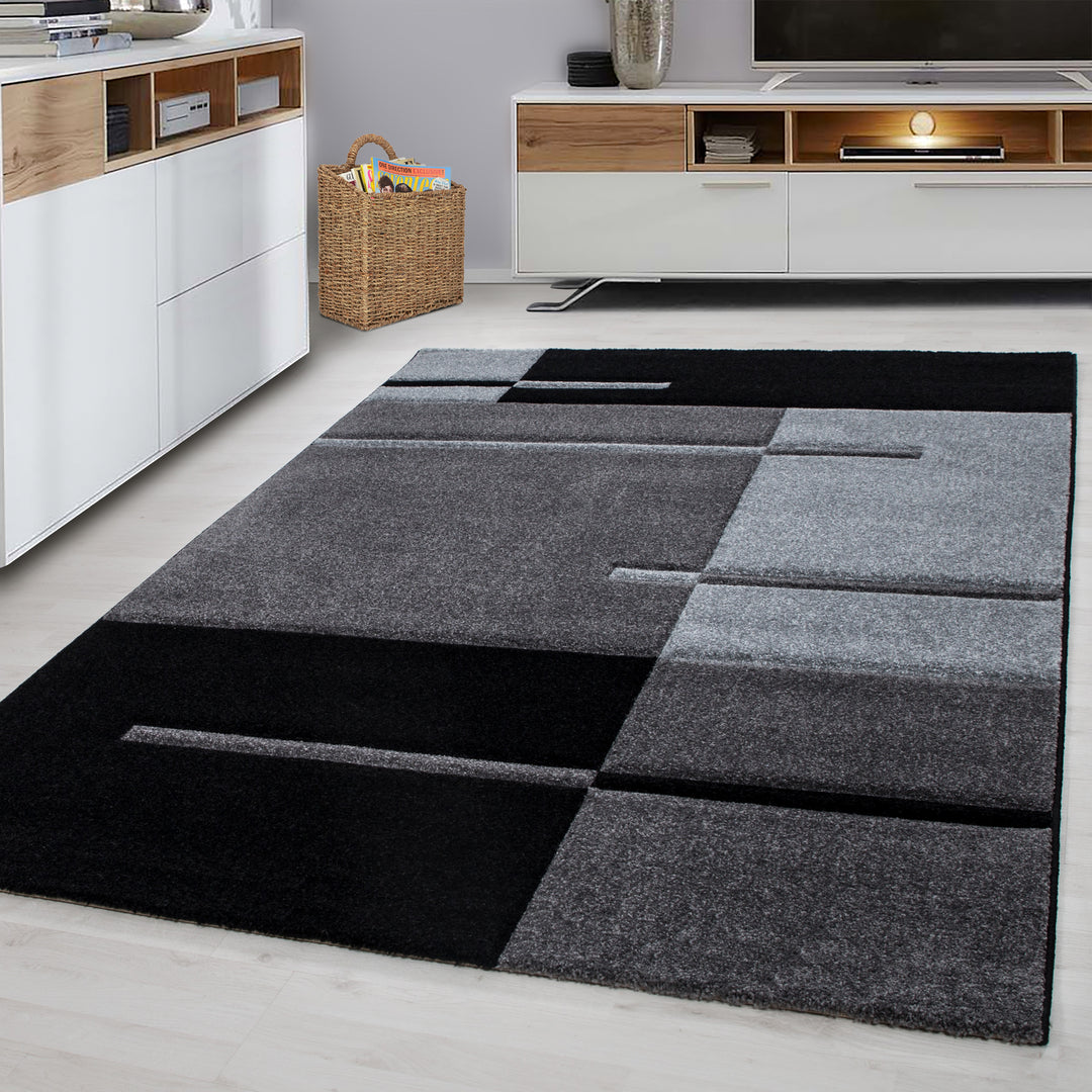 Teppich Kurzflor Karo Muster Polypropylen Wohnzimmer