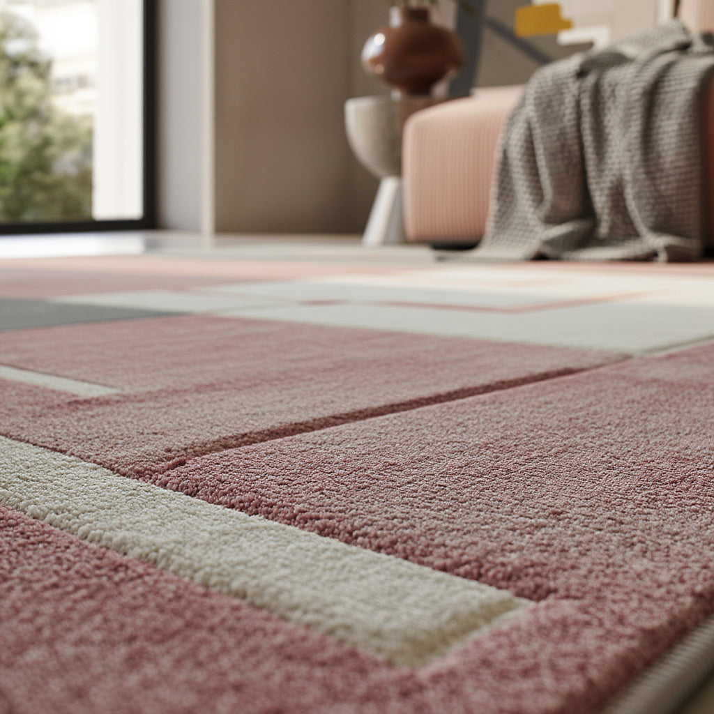 Teppich Kurzflor Karo Muster Polypropylen Wohnzimmer_Läufer_