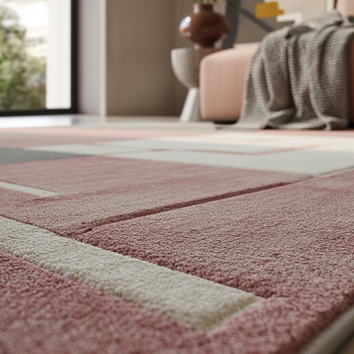 Teppich Kurzflor Karo Muster Polypropylen Wohnzimmer_Läufer_