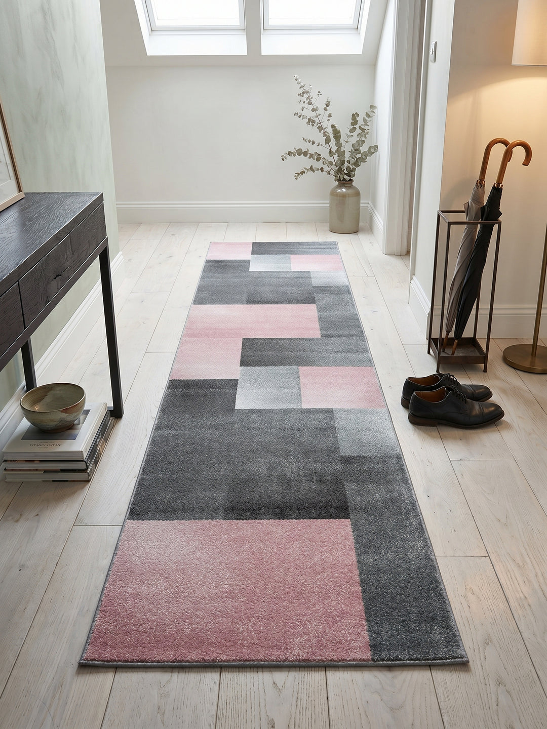 Teppich Pink Läufer Muster Draufsicht_
