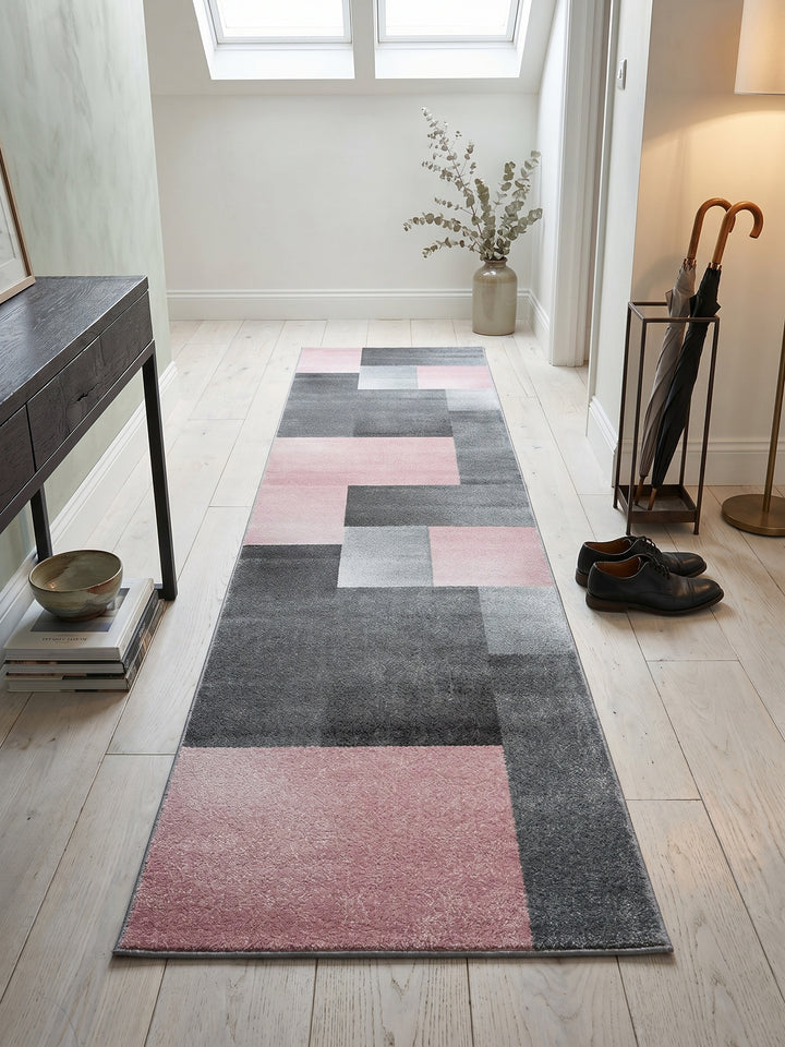 Teppich Pink Läufer Muster Draufsicht_