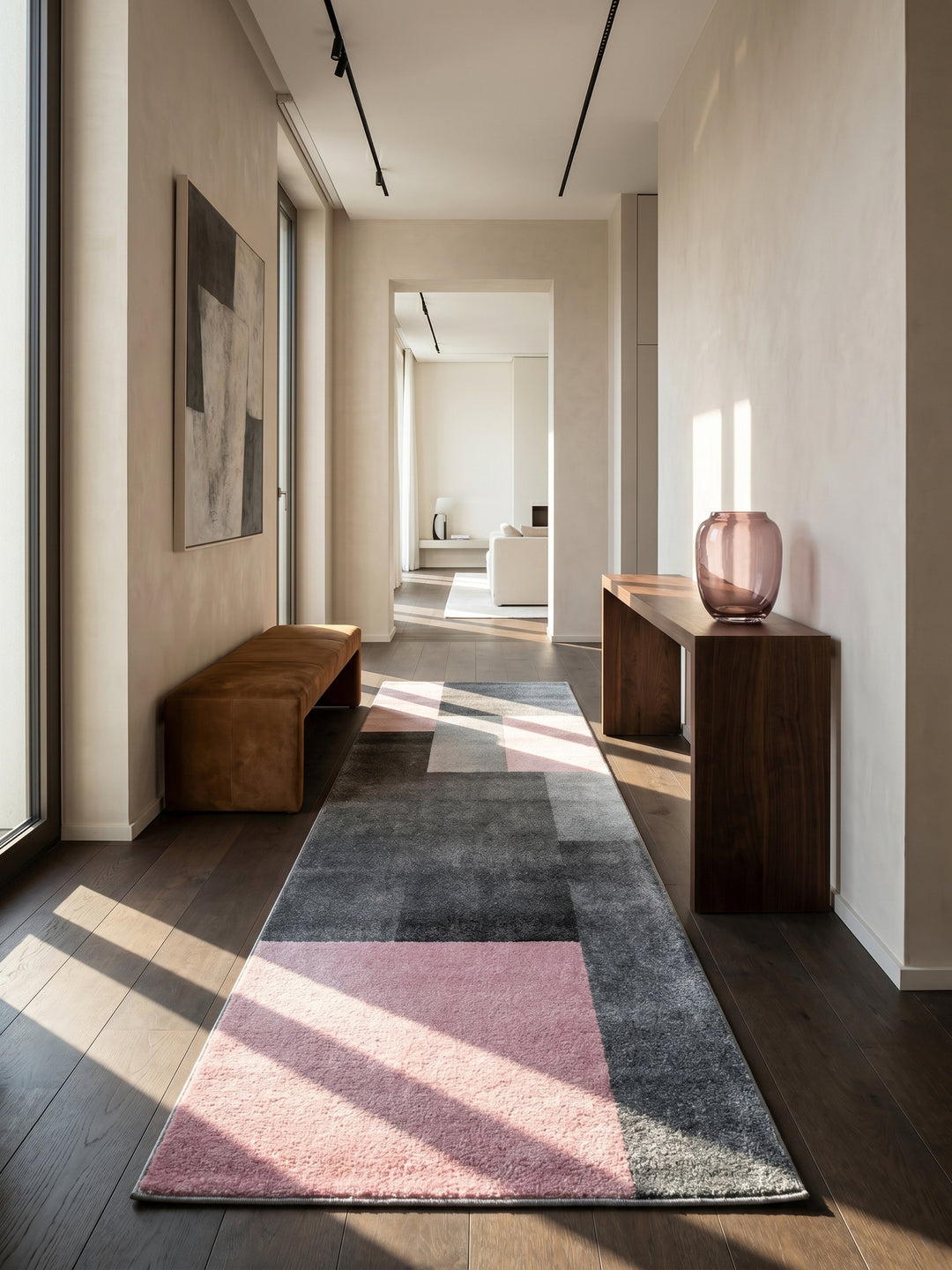 Teppich Pink Läufer im Wohnzimmer Einrichtungsidee_