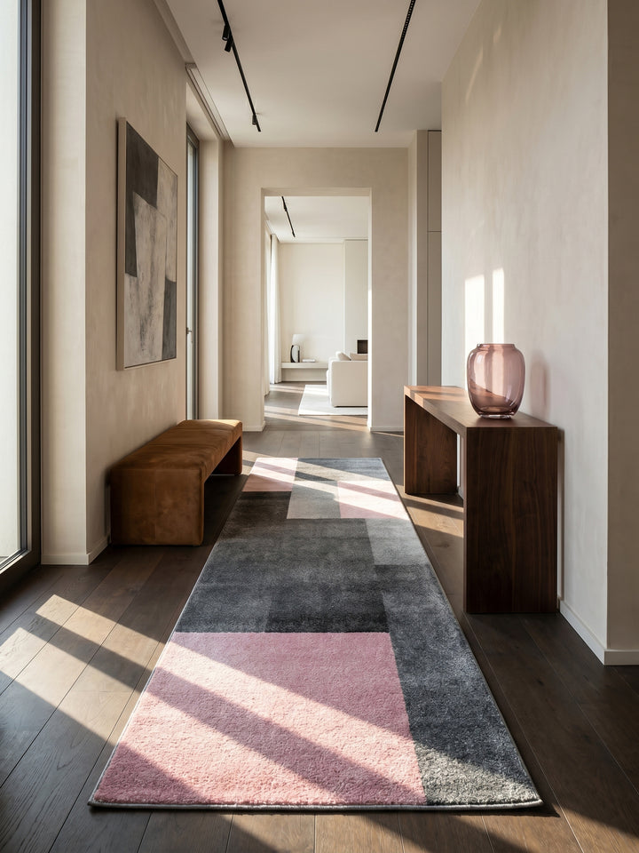 Teppich Pink Läufer im Wohnzimmer Einrichtungsidee_