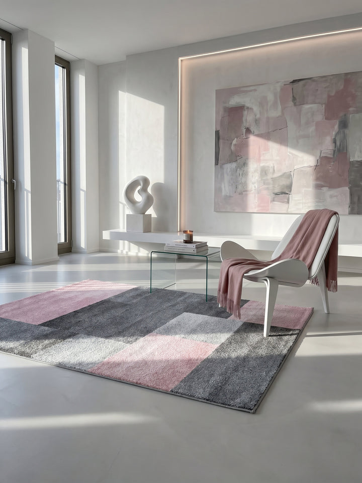Teppich Pink rechteckig im Wohnzimmer Einrichtungsidee_
