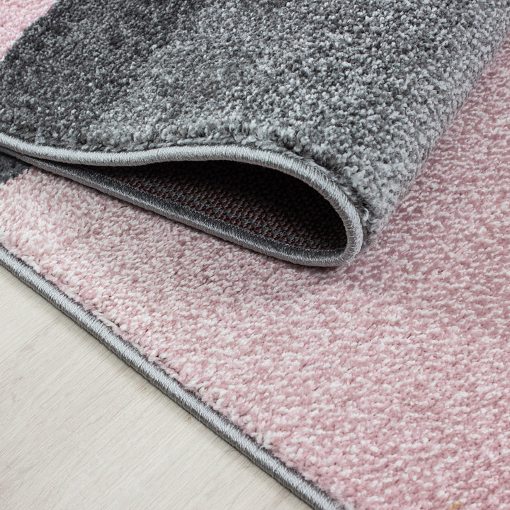 Teppich Kurzflor Karo Polypropylen saugroboter Wohnzimmer_Pink_Läufer_
