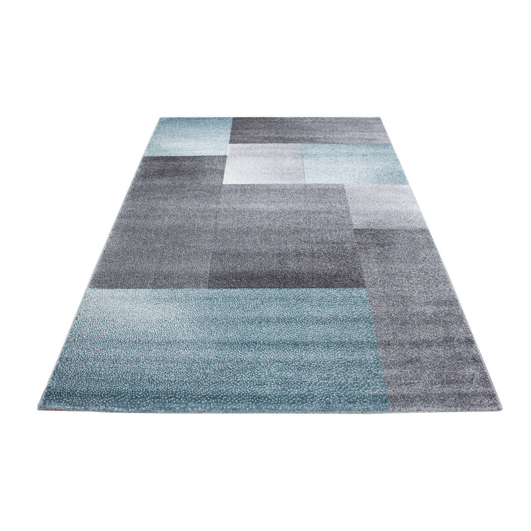 Teppich Kurzflor Karo Polypropylen saugroboter Wohnzimmer Blau Läufer 80x150_Läufer_