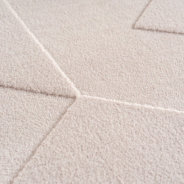 Teppich Kurzflor Geometrisch Microfaser Innen_Creme_Läufer_