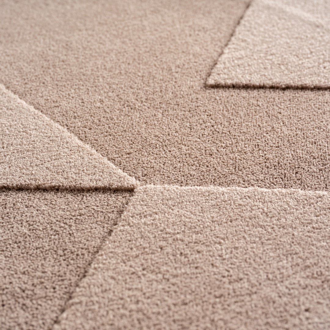 Teppich Kurzflor Geometrisch Microfaser Innen_Beige_Läufer_