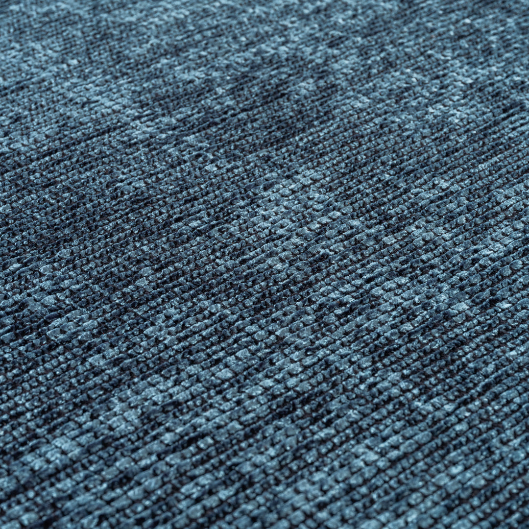 Teppich Kurzflor Unicolor Chenille Baumwolle Innen_Blau_Läufer_