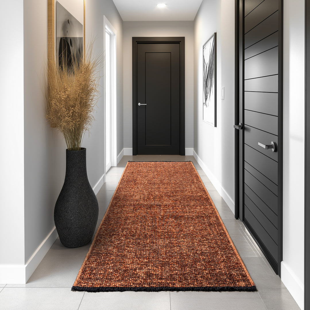Teppich Kurzflor Unicolor Chenille Baumwolle Innen_Kupfer_Läufer_