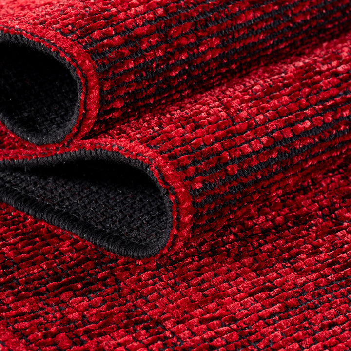 Teppich Kurzflor Unicolor Chenille Baumwolle Innen Rot Läufer 80x150_Läufer_