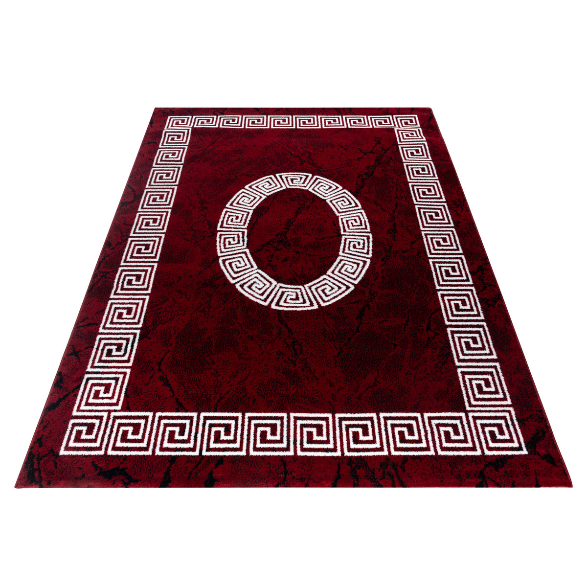 Teppich Kurzflor Mäander-Muster Polypropylen Wohnzimmer Rot Läufer 80x150 Läufer