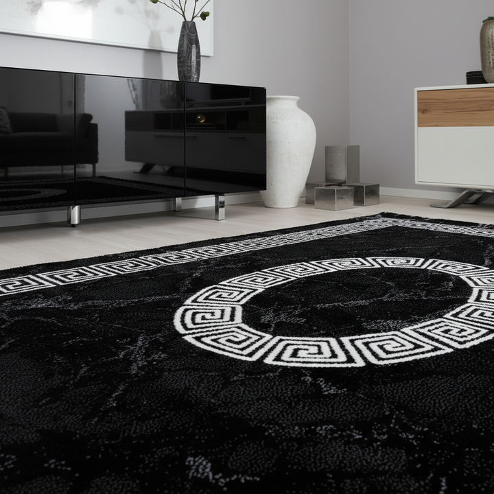 Teppich Kurzflor Mäander-Muster Polypropylen Wohnzimmer_Läufer_