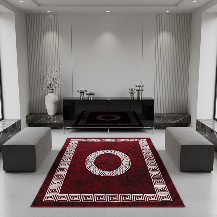 Teppich Kurzflor Mäander-Muster Polypropylen Wohnzimmer_Läufer_