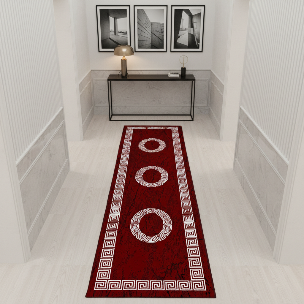 Teppich Kurzflor Mäander-Muster Polypropylen Wohnzimmer_Läufer_