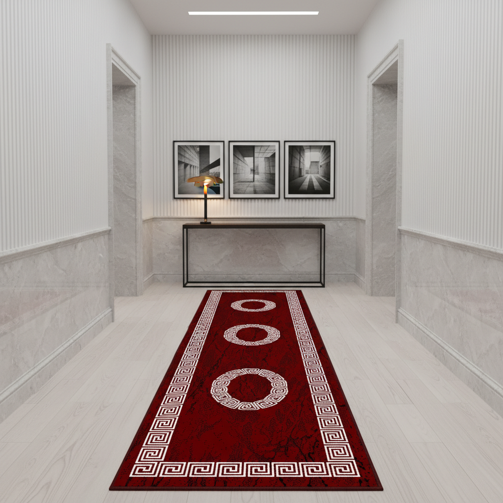 Teppich Kurzflor Mäander-Muster Polypropylen Wohnzimmer_Läufer_