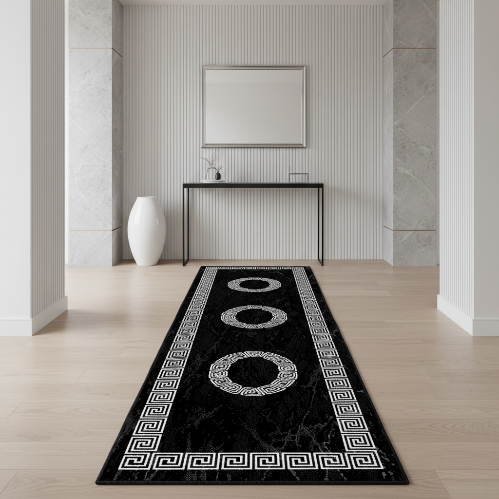 Teppich Kurzflor Mäander-Muster Polypropylen Wohnzimmer_Läufer_