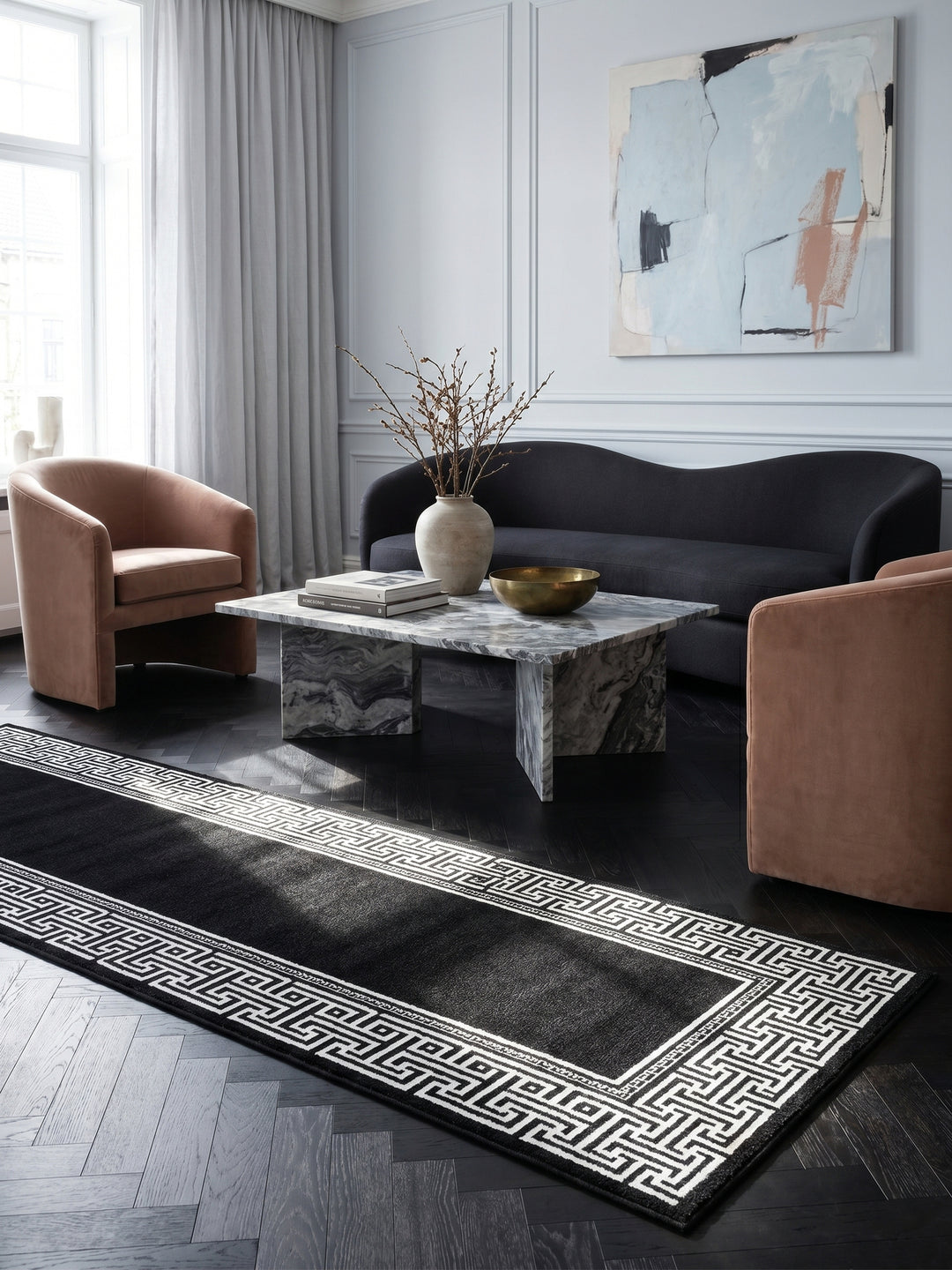 Teppich Schwarz Läufer Wandteppich Wanddeko_