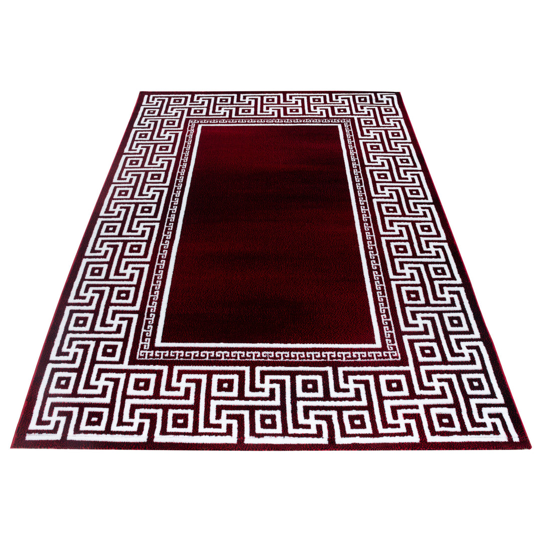 Teppich Kurzflor Mäander Polypropylen Wohnzimmer Rot Läufer 80x150_Läufer_