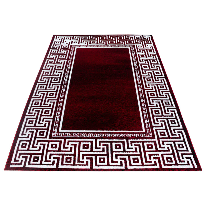 Teppich Kurzflor Mäander Polypropylen Wohnzimmer Rot Läufer 80x150_Läufer_
