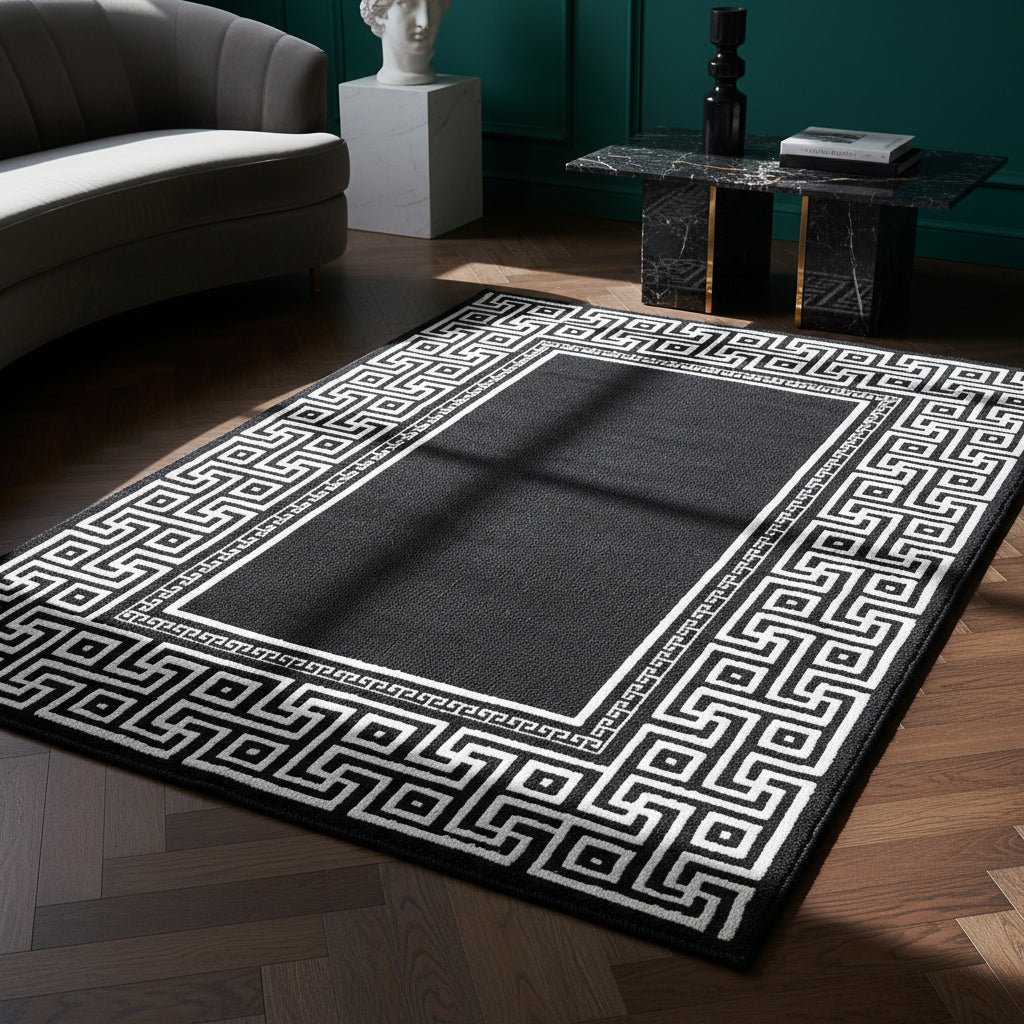 Kurzflor Teppich Mäander Waschbar Schlafzimmer – Kadima Design