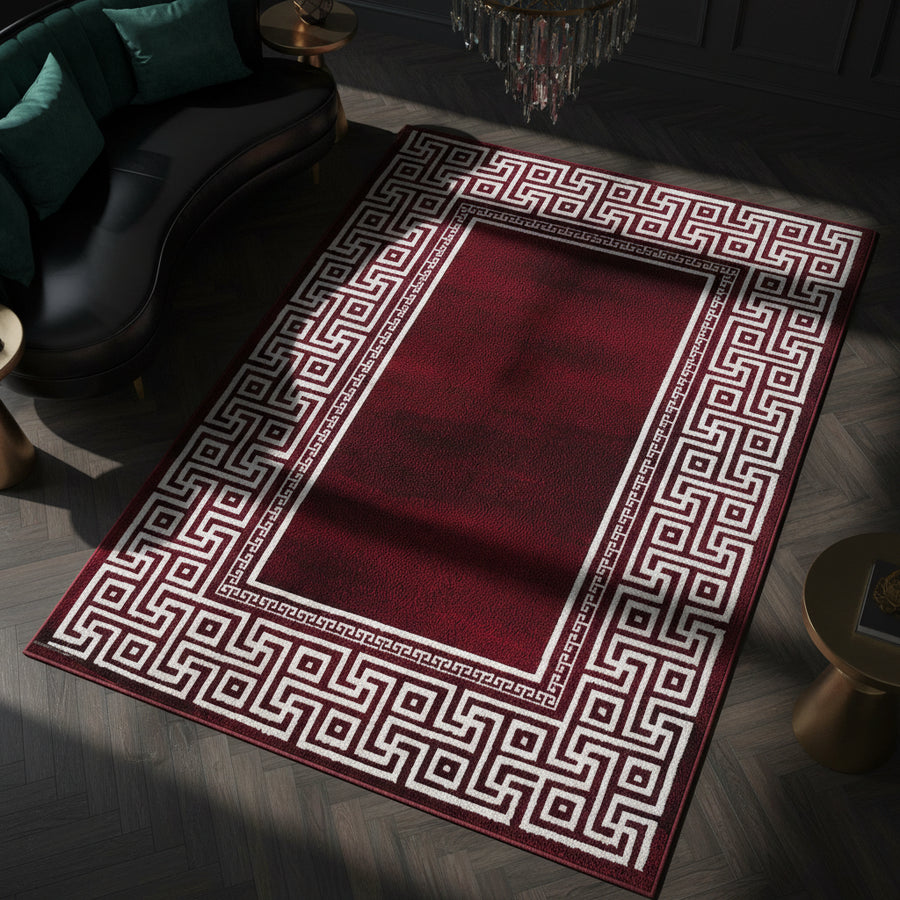 Teppich Kurzflor Mäander Polypropylen Wohnzimmer_Läufer_