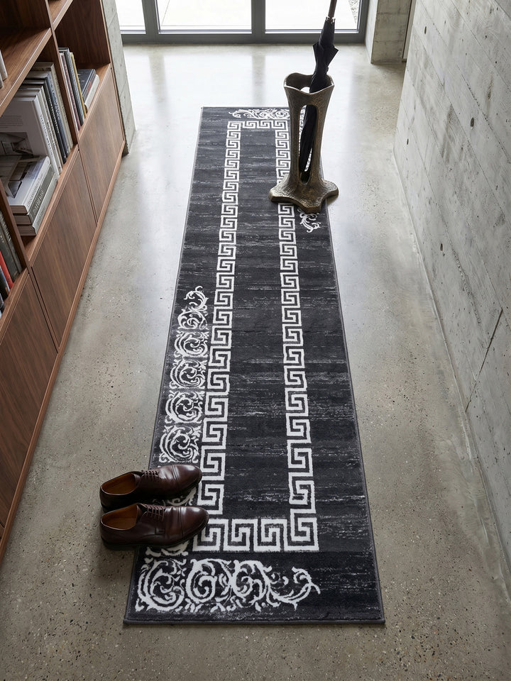 Teppich Grey Läufer Muster Draufsicht_