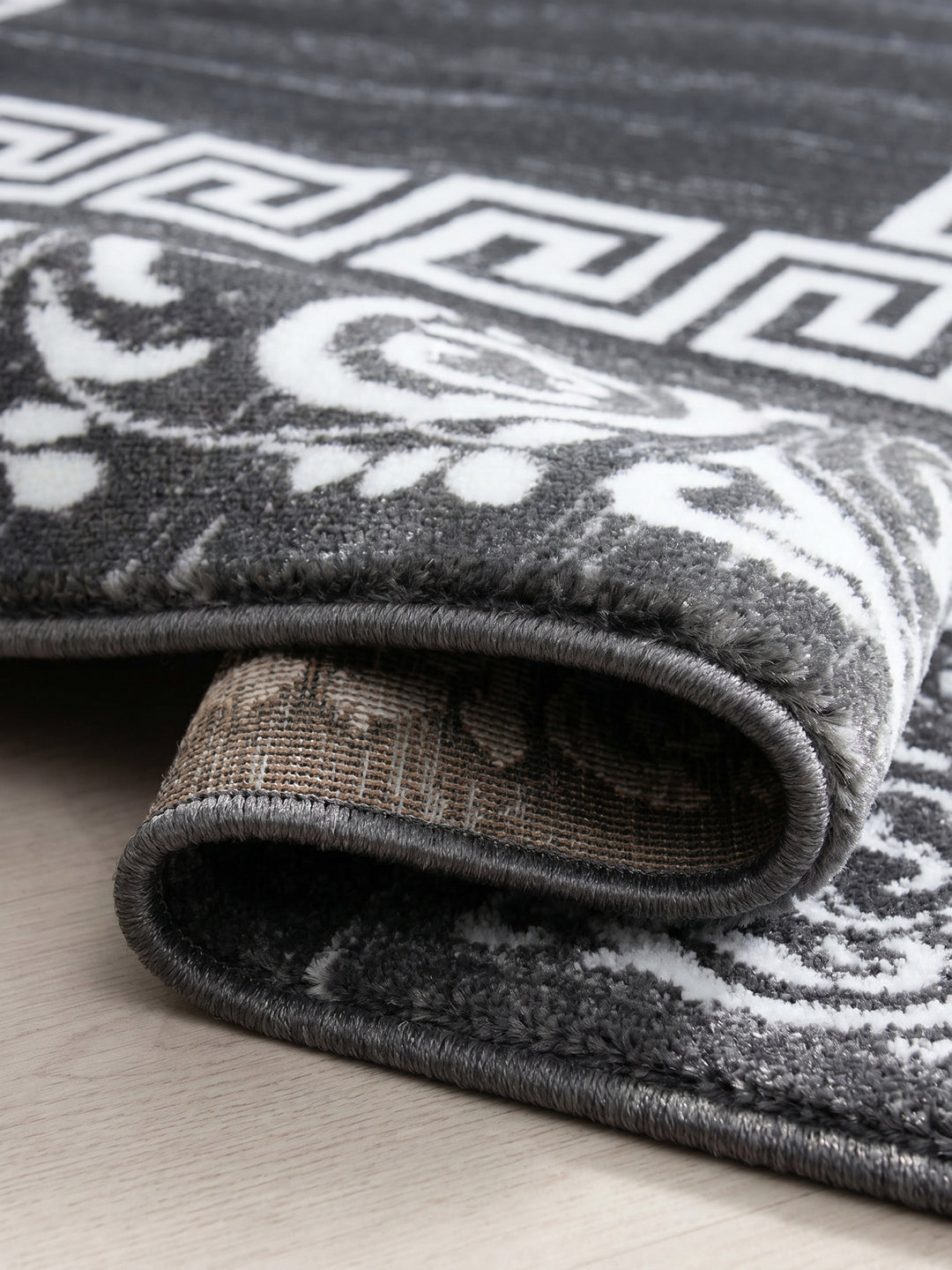 Teppich Grey Läufer Kante Rückseite_