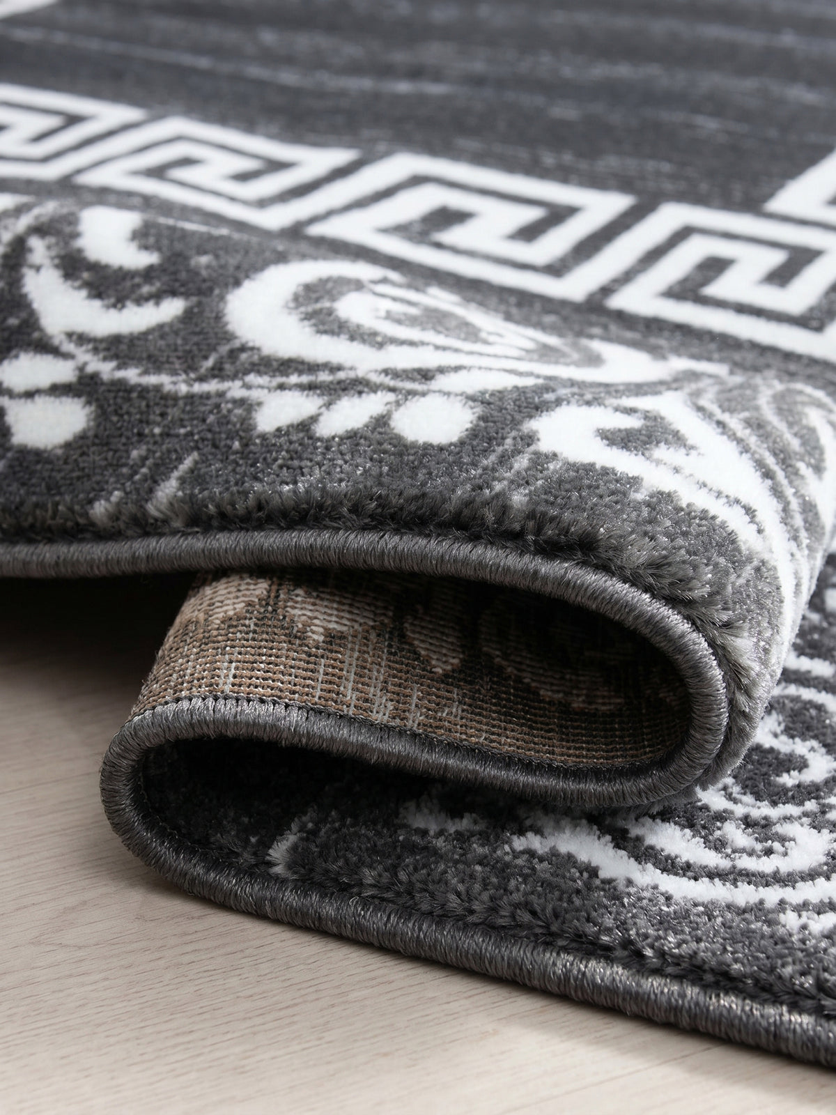 Teppich Grey Läufer Kante Rückseite_