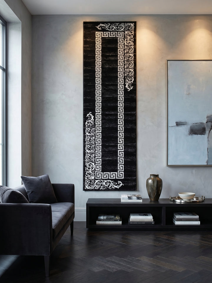 Teppich Schwarz Läufer Wandteppich Wanddeko_