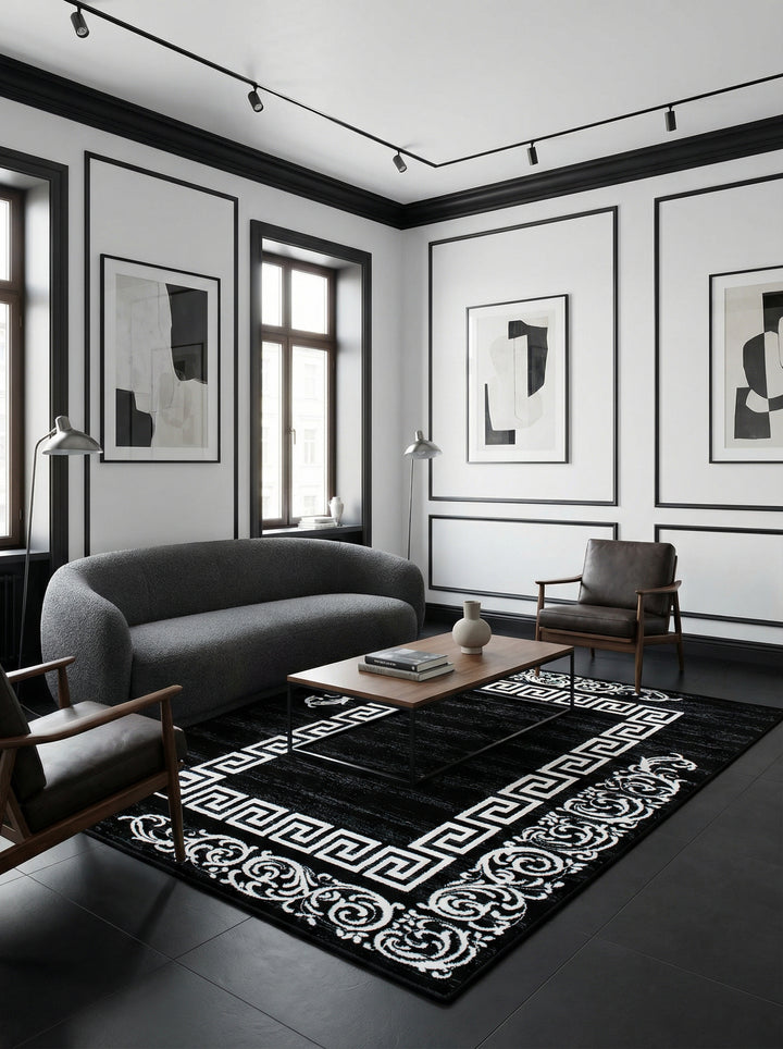 Teppich Kurzflor Mäander Polypropylen saugroboter Wohnzimmer_Läufer_